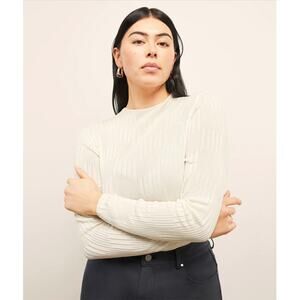 M.M. Lafleur Womens L Cream Brodie Top Cascade Knit Cable Stitch Long Sleeve NWT